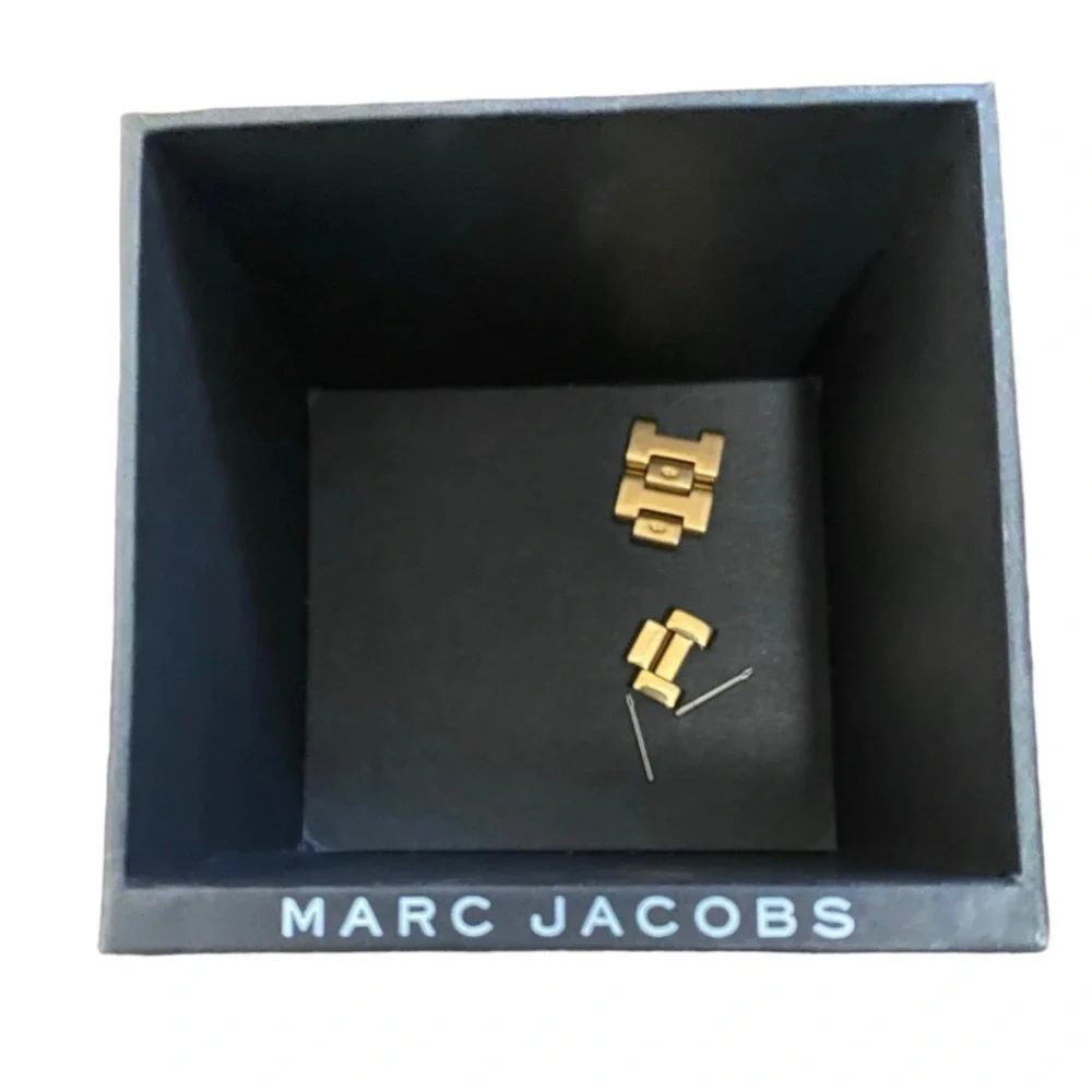 Marc by Marc Jacobs Womens Classic Rainbow Crystal Black Dial Gold Tone Watch
